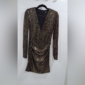 Zara Metallic Long Sleeve Dress